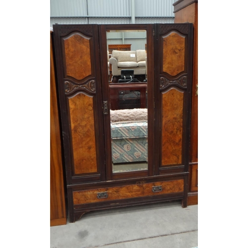 3471 - Walnut Mirror Door Wardrobe (as found)