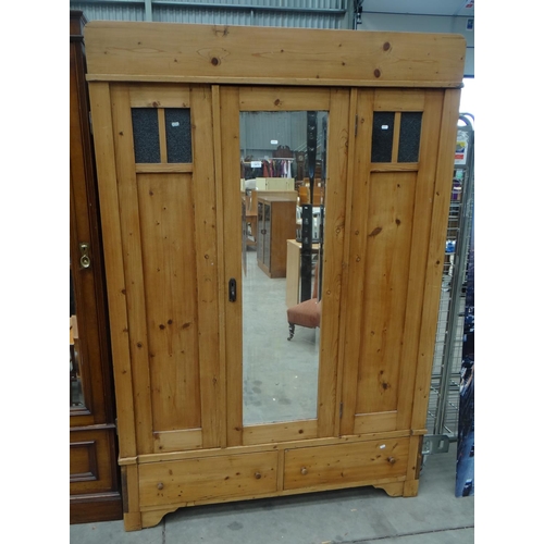 3473 - Victorian Pine Mirror Door Wardrobe