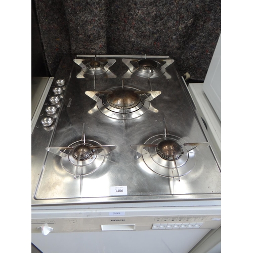 3486 - Smeg Stainless Steel Five Burner Gas Hob