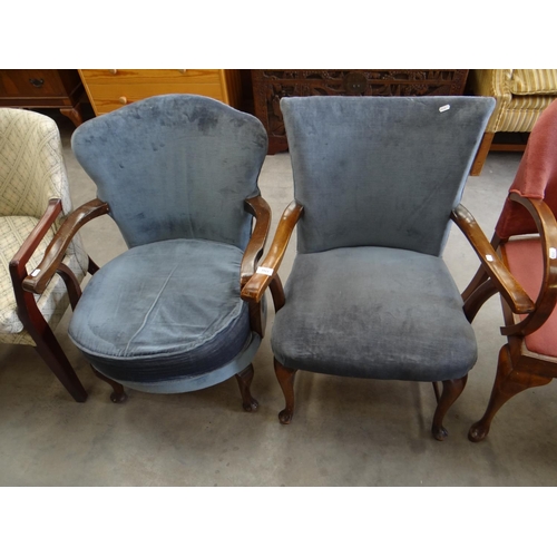 3513 - Two Queen Anne Leg Elbow Chairs