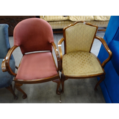 3514 - Two Queen Anne Leg Elbow Chairs