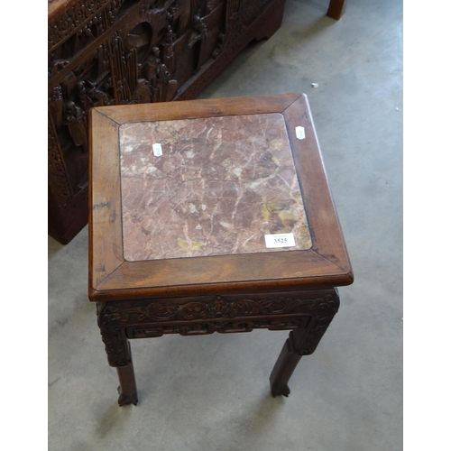 3525 - Chinese Mahogany Marble Occasional Table