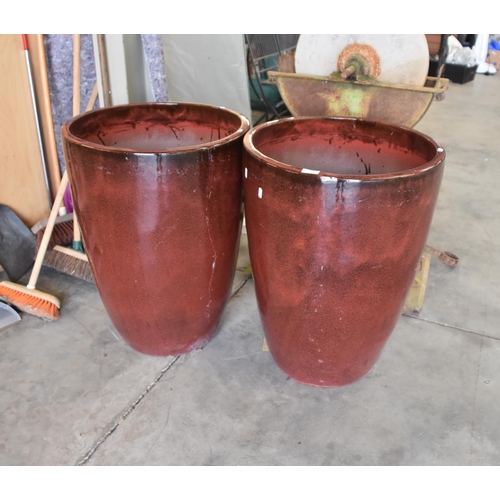 1 - Two Large Garden Ceramic Planters, 52cm Diameter, Height 70cm approx