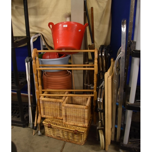 14 - Assorted Planters, Wicker Baskets, Walker, Steps etc