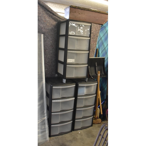 4 - 3 Four Drawer Storage Containers, L:38cm W:38cm x  H:82cm approx