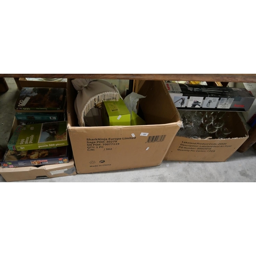 408 - 3 Boxes - Jigsaw Puzzles, Camera Tripod, Prints, etc