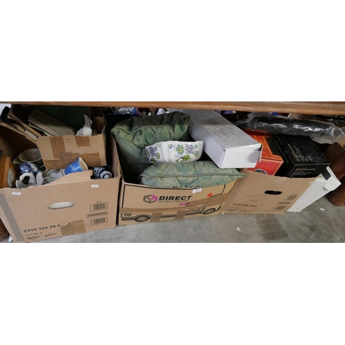 411 - 4 Boxes - Maps, Christmas Decorations, China & Glass