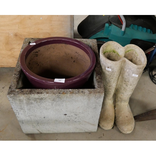 61 - Cast Stone Wellies and Planters