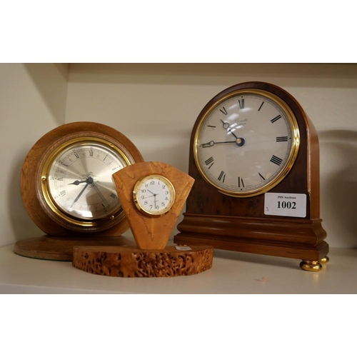 1002 - Two Mantel Clocks & Miniature Timepiece.