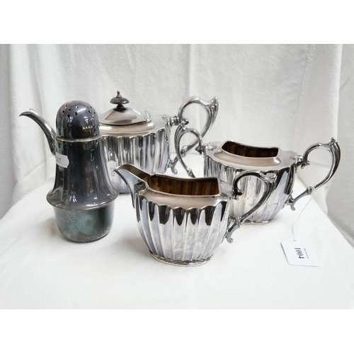 1004 - Three Piece Silverplated Tea Service & Sugar Sifter.