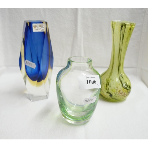 1006 - Three Art Glass Vases.