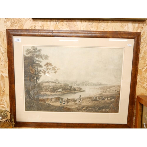 1022 - Antique Framed Print - View of Aberdeen, approx 59 x 41cm.