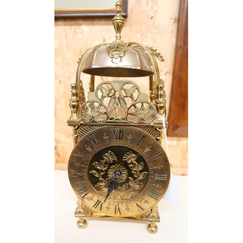 1026 - Polished Brass Mantel Clock.