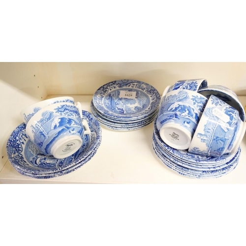 1029 - Spode Blue Italian Pattern Tea Cups, Saucers, Bowls etc.