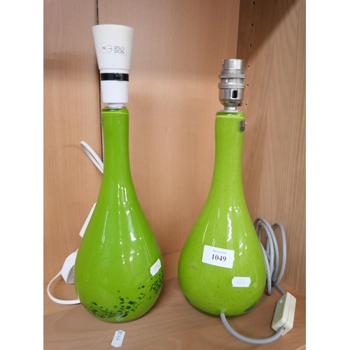 1049 - Two Green Strathearn Glass Table Lamps.