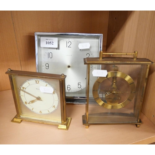 1052 - Three Vintage Clocks (largest with no movement).