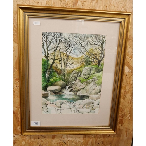 1056 - Framed Pen & Watercolour - 