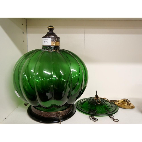 1070 - Green Glass Ceiling Lantern.