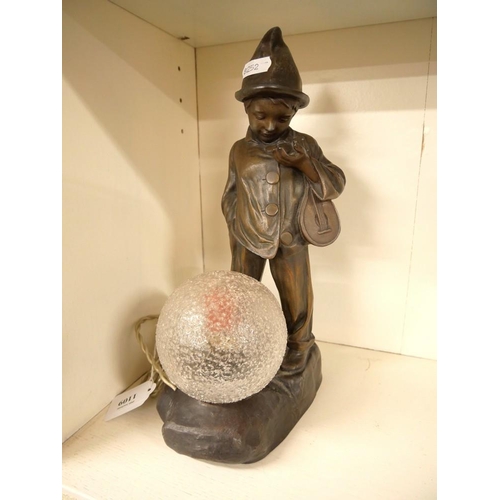 1109 - Vintage Spelter Figural Table Lamp.