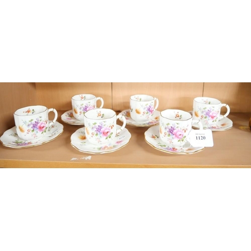 1120 - Set of Six Royal Crown Derby Floral Decorated Coffee Cans & Saucers.