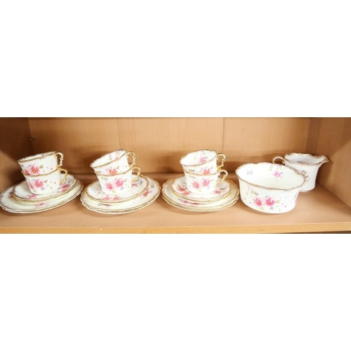 1122 - Vintage Floral & Gilt Part China Tea Set.