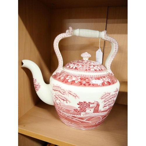 1123 - Large Spode Red Tower Pattern Kettle.