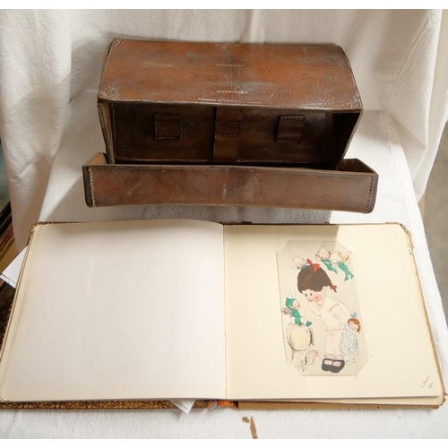 1127 - Leather Stationery Case & Vintage Autograph Book.