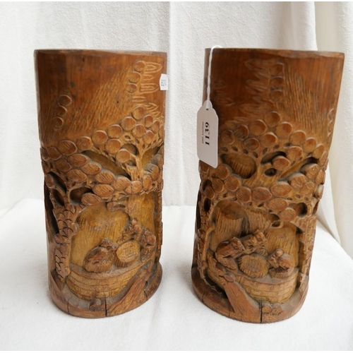 1139 - Pair of Chinese Bamboo Vases.