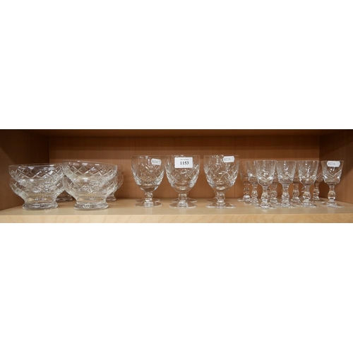 1153 - Eight Glass Sundae Dishes, Six Wine Glasses & Twelve Sherry Glasses.