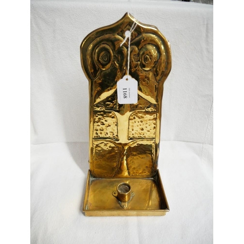 1168 - Brass Arts & Crafts Candle Sconce, approx 31cm tall.