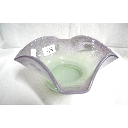 1178 - Unusual Square Shaped Vasart Glass Bowl, approx 16cm across.