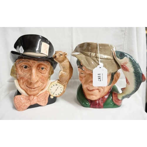 1187 - Royal Doulton Character Jugs - The Poacher D-6429 & Mad Hatter D-6548.