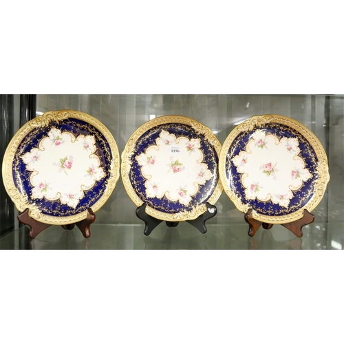 1196 - Three Fine Floral Pattern Coalport China Plates.