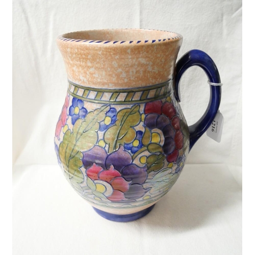 1216 - Charlotte Rhead Pottery Vase, painted with colourful flowers, approx 24cm tall.