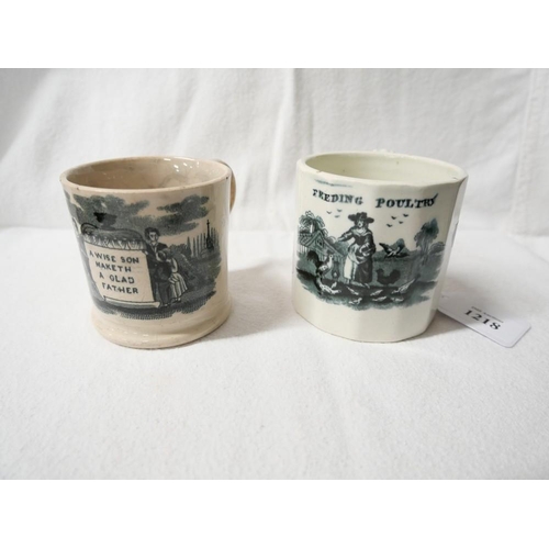 1218 - Two Transfer Printed Victorian Pottery Mugs.