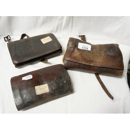 1234 - Three Antique Leather Fly Fishing Wallets.