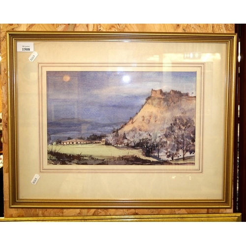 1508 - Framed Watercolour - Stirling Castle by McAnally, approx 35 x 22cm.