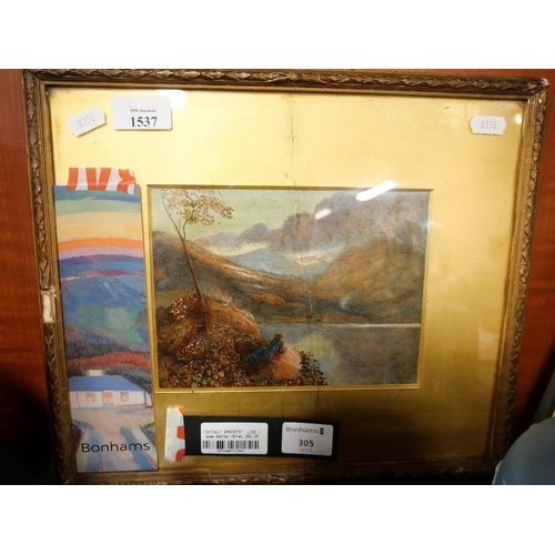 1537 - Framed Victorian Oil Painting - Landscape by James Smetham, approx 20 x 15cm - original Bonhams sale... 