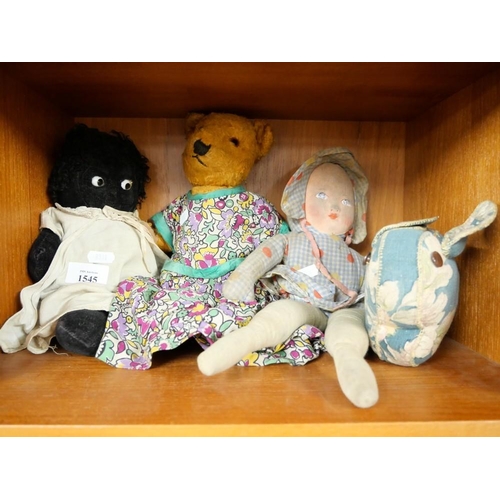 1545 - Four Vintage Childs Soft Toys.