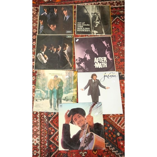 1546 - Small Collection of Vintage LP Records - Rolling Stones, Bob Dylan, Joe Cocker.