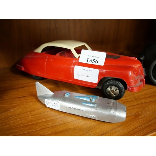 1556 - Vintage Plastic Fire Chief & Dinky Diecast Thunderbolt Speed Car.