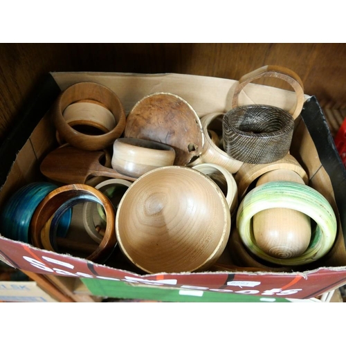 1575 - Box - Small Turned Wooden Bowls, Servers, Bangles etc.