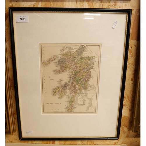 2005 - Antique Framed Map of Argyllshire, approx 20 x 26cm.