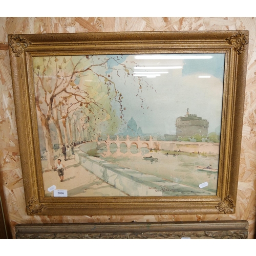 2006 - Framed Watercolour - Rome, Indistinct Signature, approx 48 x 38cm.