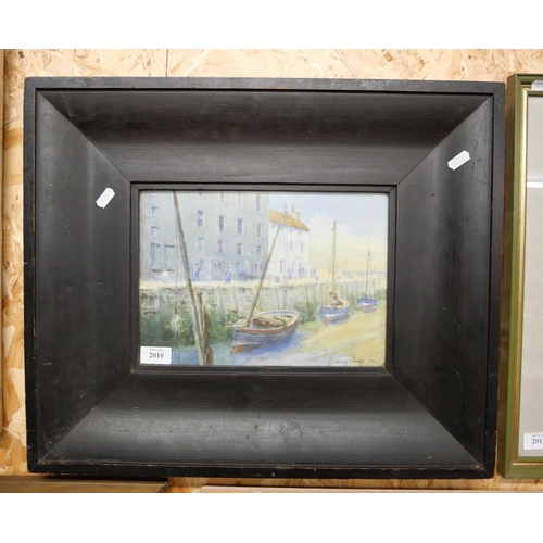 2010 - Framed Watercolour - Harbour Scene by Alexander Douglas Junior, approx 30 x 21cm.