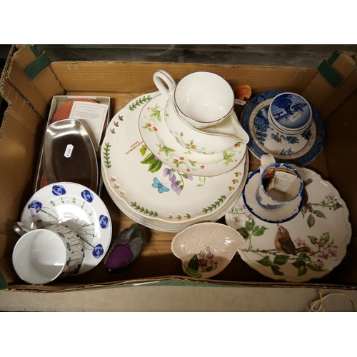 2028 - Box - China Plates, Ornaments, Pin Cushion etc.