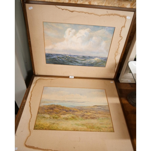 2032 - Two Framed Watercolours - Seascape & Landscape by James Aitken, approx 49 x 33cm.