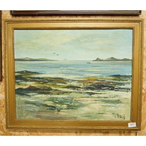 2037 - Oil Painting Seascape by T.J. Macleod Approx 58 x 45cm.