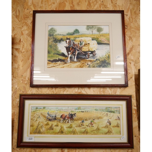 2049 - Two Framed Watercolours - Farming Scenes by Ron Forbes.