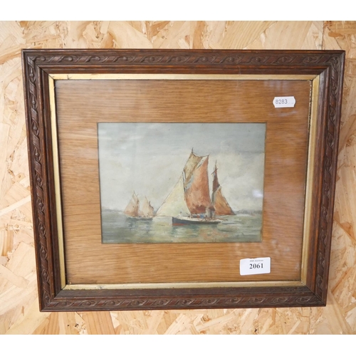 2061 - Small Oil Painting, Sailing Yacht, approx 19 x 14cm.